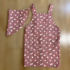 ジュニア　キッズ　エプロン　三角巾付き　130sizeくらい シマエナガ