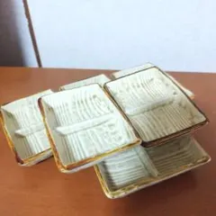 木目 陶器 二品盛 仕切り皿 小皿 薬味 和食 業務用 飲食店 6枚セット