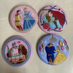 ディズニープリンセス刺繍バッジ4個セット