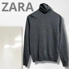 k1【ザラ】ニット/美品 タートルネック セーター グレー シンプル 着回し 柔
