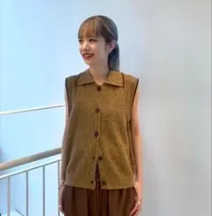 BEAUTY & YOUTH フロントボタン Vネック ニットベスト