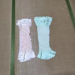 着物帯揚げ絞り着付け小物 ピンクと緑 フリル付き中抜き絞り