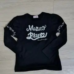 メゾピアノ　130cm  黒✕白ロゴ　ロンT