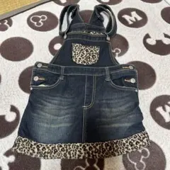 ジャンパースカート ヒョウ柄 デニム