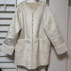 【美品】noa-ge ノアジェ　ホワイト ムートンコート ジッパー付き