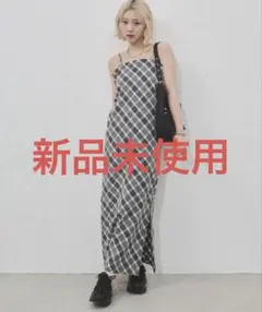 【新品未使用】ENVYM チェック柄 キャミワンピース ロング丈のサムネイル