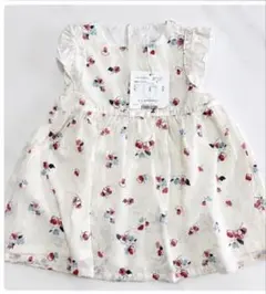 【新品未使用】べべの花柄フリル袖ワンピース Mサイズ