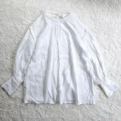 チコ ブラウス F 白 ボリューム袖 ギャザー バックリボン ゆったり 長袖のサムネイル