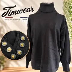 Timwear タートルネック ニット セーター ブラック 金ボタン　昭和レトロ