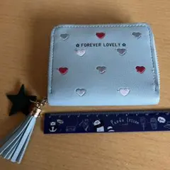 くすみブルー　ミニ財布