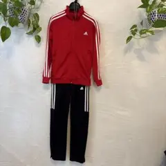 ☆美品☆adidas☆ジャージ上下セットレッド/ブラック150サイズ