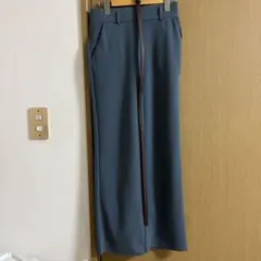 グレー スラックス ゴム入りウエスト ベルト付き