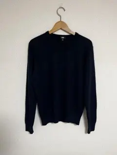 UNIQLO カシミヤ100%ネイビー クルーネックセーター メンズM