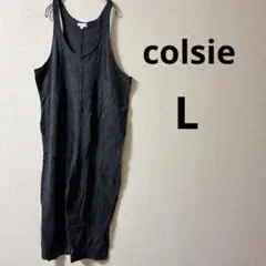 希少✨colsie 【L】グレー サロペット シンプル 輸入古着 一点物
