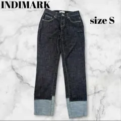 INDIMARK インディマーク　テーパードジーンズ　総ゴム　裾切替え　濃紺　S