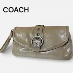 COACH ベージュ クラッチバッグ / リストレット付き