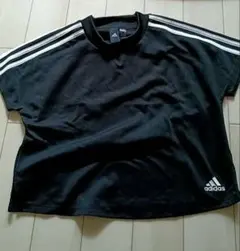 adidas アディダス ショート丈 Tシャツ ブラック レディース M