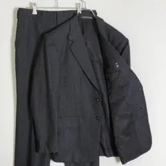 スーツ ストライプ 背抜き シングルベント M相当 ダークグレー