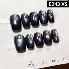 現品ネイルチップ　ショートスクエア　ストーンマグネット奥行き偏光くるくるワンホン
