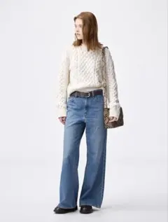 GU リラックスワイドフレアジーンズXXL 64ブルー