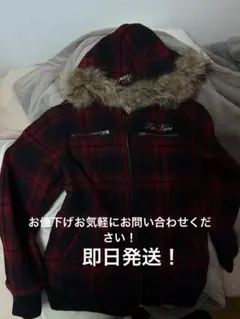 00s y2k 平成 ファー Karl Kani 赤黒チェック ジャケット XLのサムネイル