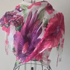 花柄 大判ストール ショール ピンク パープル