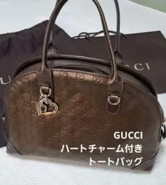 GUCCI GGパターン ゴールドハートチャーム付きトートバッグ 限定品