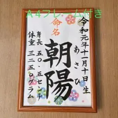手書きオーダー命名書　命名紙　出産祝い　代筆　記念品　匿名配送　フレーム付き
