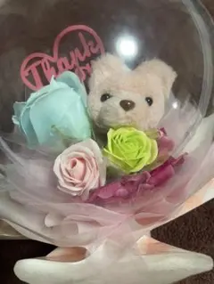 バルーンブーケ テディベア ソープフラワー Thank you