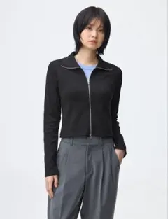 GU リブダブルジップカーディガン