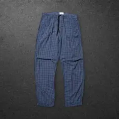マイクロチェックパンツMパジャマブルーy2kクラシックcityboyトラッド