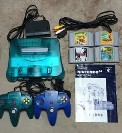 NINTENDO64 クリアブルー 本体 コントローラー2個 ソフトまとめ売り
