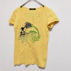 【ベネフィット】Benefit 半袖 プリントTシャツ 綿100% 黄 Mのサムネイル