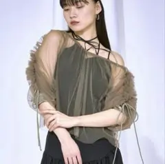 Ezick エジックCandy sleeve 2way チュールボレロ　カーキ