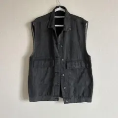ダークグレー ノースリーブ デニムジャケット　ジレ