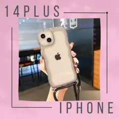 iPhone 14plus スマホケース ブラック　スマホ　ショルダー ひも付き