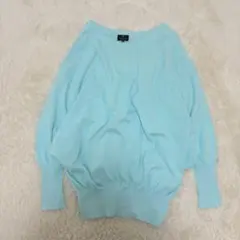 ランバンコレクション　チャーム付き　コットン　カシミヤ　ドルマンスリーブニット