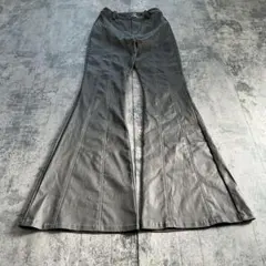 70s フレアパンツ　レザー調　ストレッチ　モード　アーカイブ　ライダース