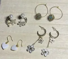 ピアス4点セット　お花・ハート