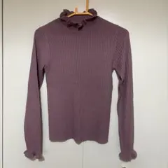 パープル フリル長袖ニット Mサイズ