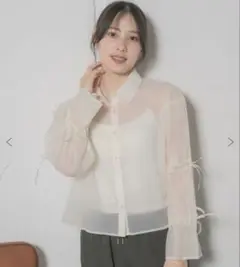 RETRO GIRL シアーシャツ　袖リボンSH