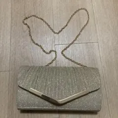 パーティバッグ　結婚式　クラッチバッグ　ベージュ　ゴールド