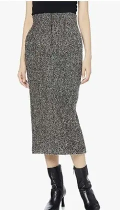 Mila Owen　後ゴムハイウエストストレートツィードスカート