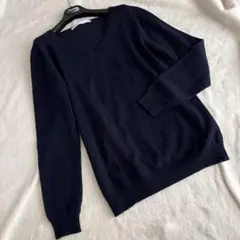 ギャルリーヴィー カシミヤ100% Ｖネックセーター ネイビー