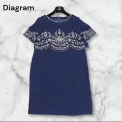 【希少美品】ダイアグラム　ビジューワンピース　半袖　エレガント 切替ワンピ