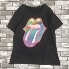 ローリングストーンズ リップ&タン 虹色 バンドtシャツ バンT バンt 黒