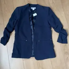 【未使用】H&M ネイビー ノーカラージャケット EUR 36