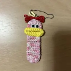 【ハンドメイド】かぎ編みリップケース パクパクモンスター キーリング付き