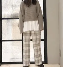 LEPSIM チェック柄 ワイドパンツ Lサイズ