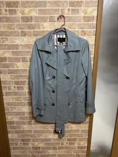 ダブルブレスト トレンチコート　ブルーグリーン色の11号size